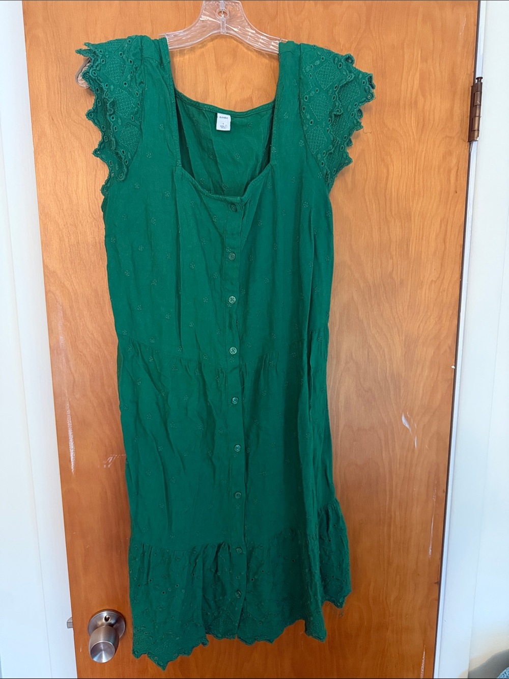 Old Navy Emerald Green Eyelet Button-Front Dress